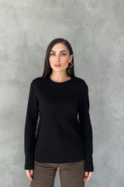Siyah Uzun Kollu Basic T-shirt SY-1566-Siyah