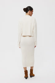 Krem Gül Detaylı Hırka Elbise İkili Takım SY-2448-Krem