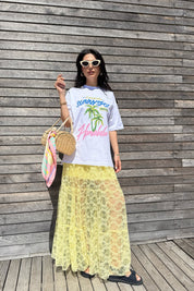 Sarı Astarlı Dantel Etek SY-3169-Sarı