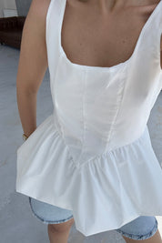 Beyaz Askılı Balon Bluz SY-3112-Beyaz