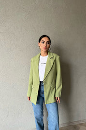Yeşil Düğmeli Blazer Ceket SY-1520-Yeşil