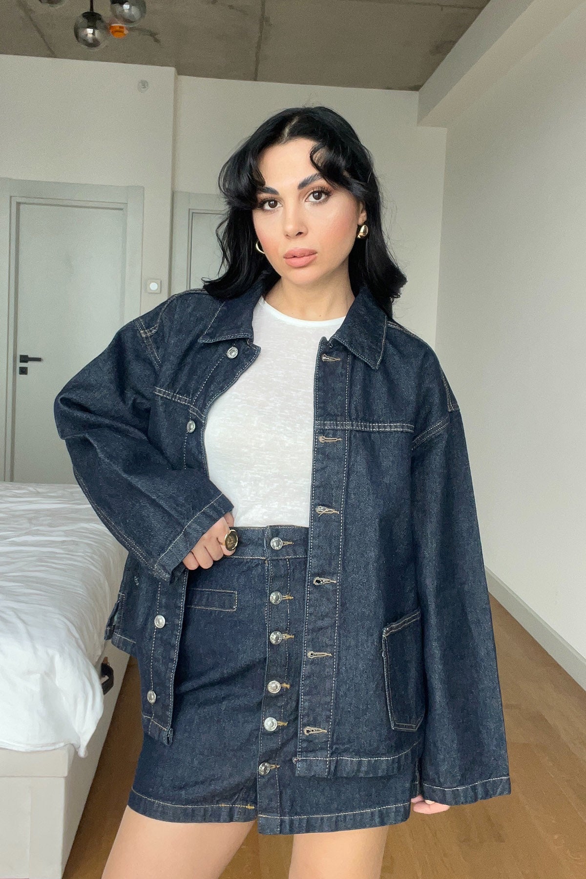 Lacivert Cep Detaylı Denim Ceket SY-2991-Lacivert