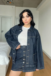 Lacivert Cep Detaylı Denim Ceket SY-2991-Lacivert