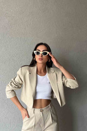 Naturel  Blazer Ceket Pantolon Keten Takım SY-2018-Naturel