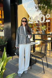 Gri Tasarım Kaşe Ceket Kaban SY-2720-Gri