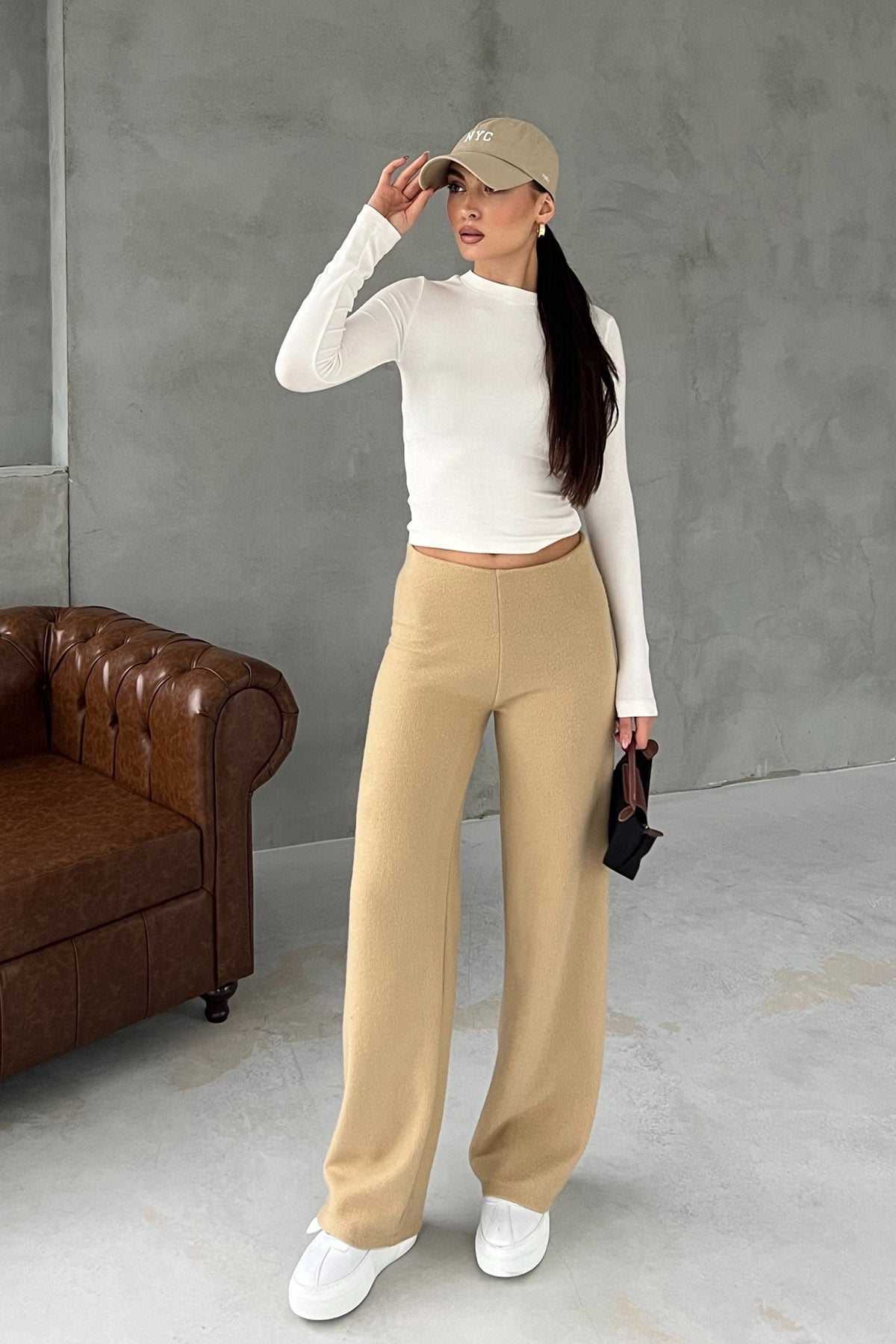 Vizon Örgü Salaş Pantolon SY-2871-Vizon