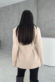 Bej Belden Oturmalı Kaşe Özel Üretim Ceket SY-3416-Bej