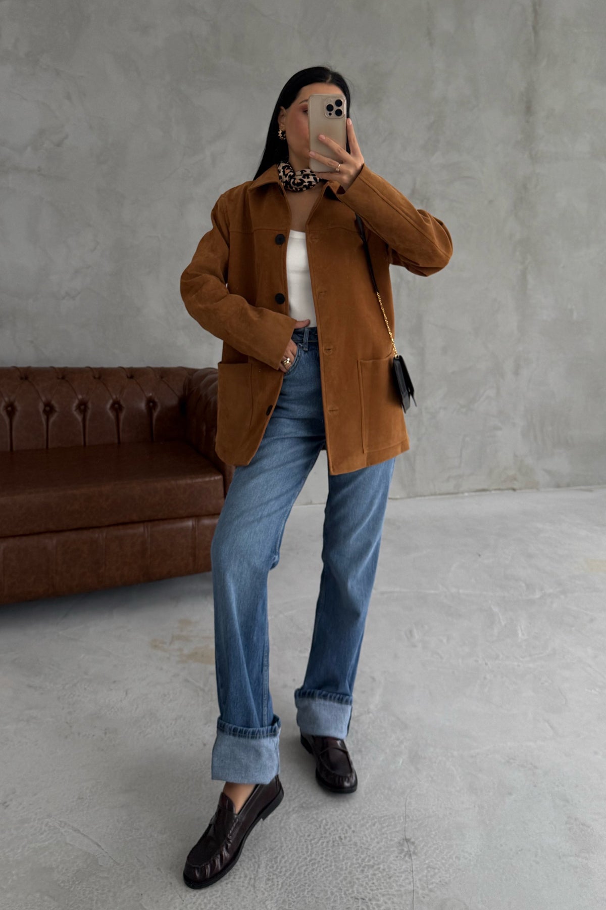 Taba Süet Cepli SYA Ceket SY-3400-Taba