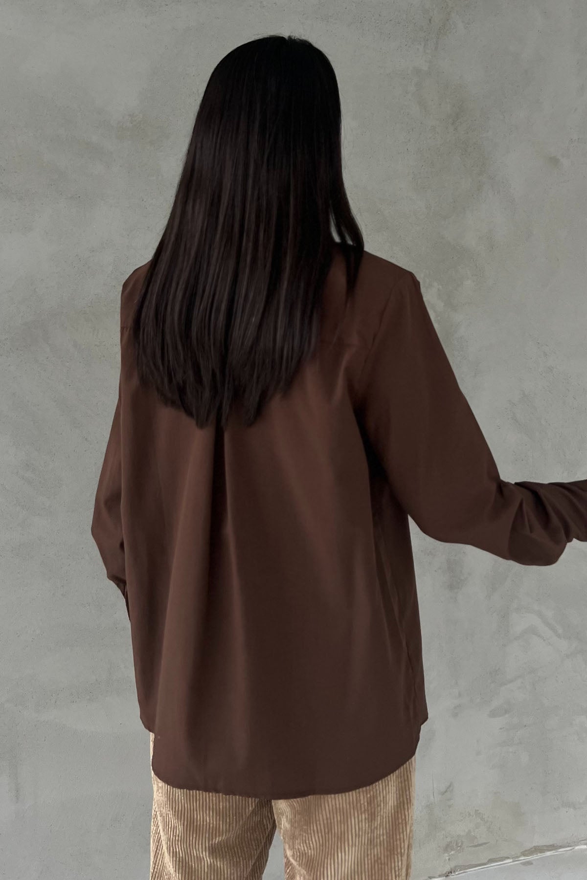 Kahverengi Vatkalı Basic Gömlek SY-2805-Kahverengi