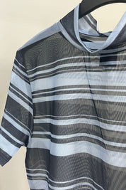 Mavi Çizgili Transparan Crop SY-2609-Mavi