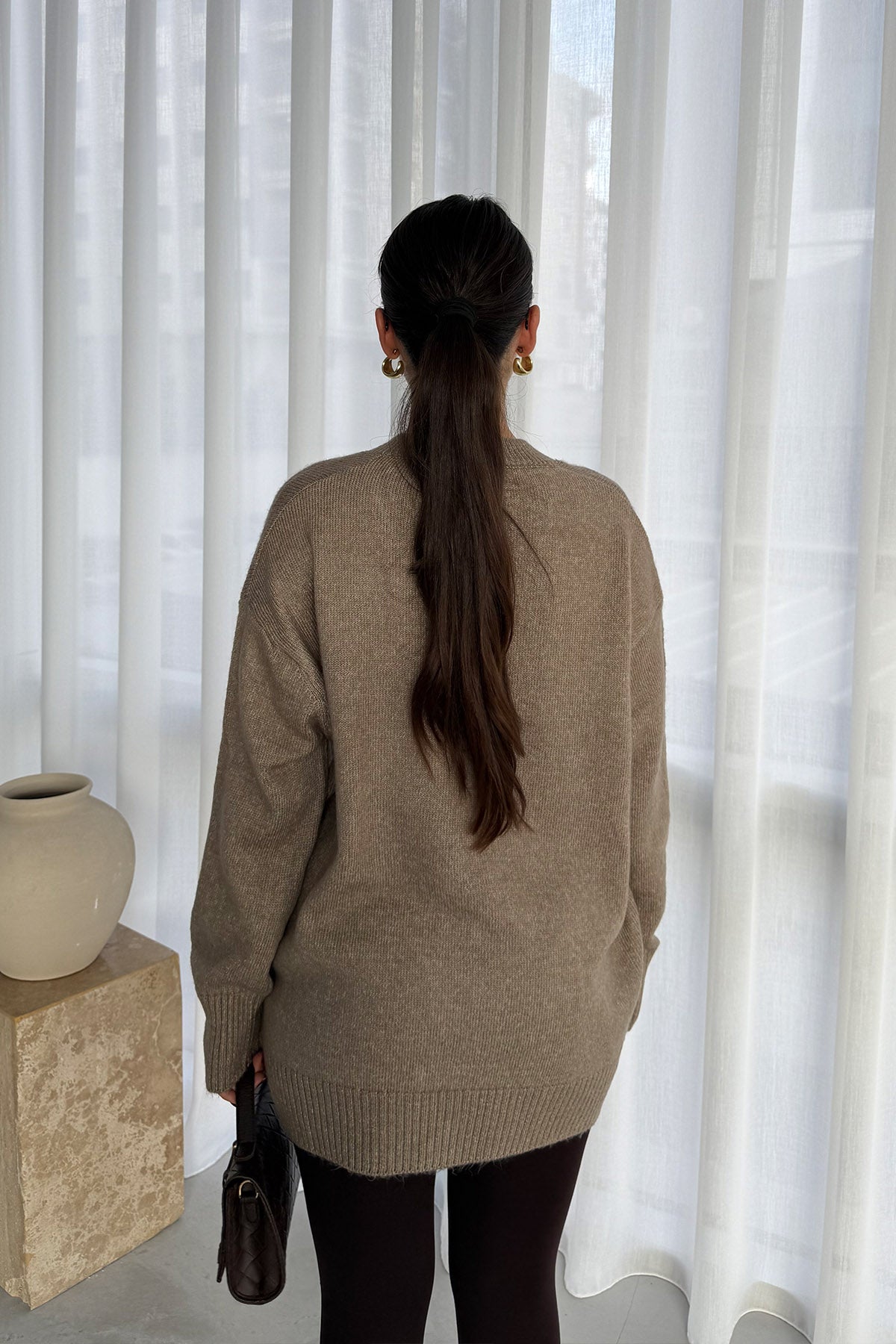 Vizon V Yaka Oversize Pinterest Triko Kazak SY-3348-Vizon