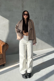 Bej Tasarım Kaşe Ceket Kaban SY-2720-Bej