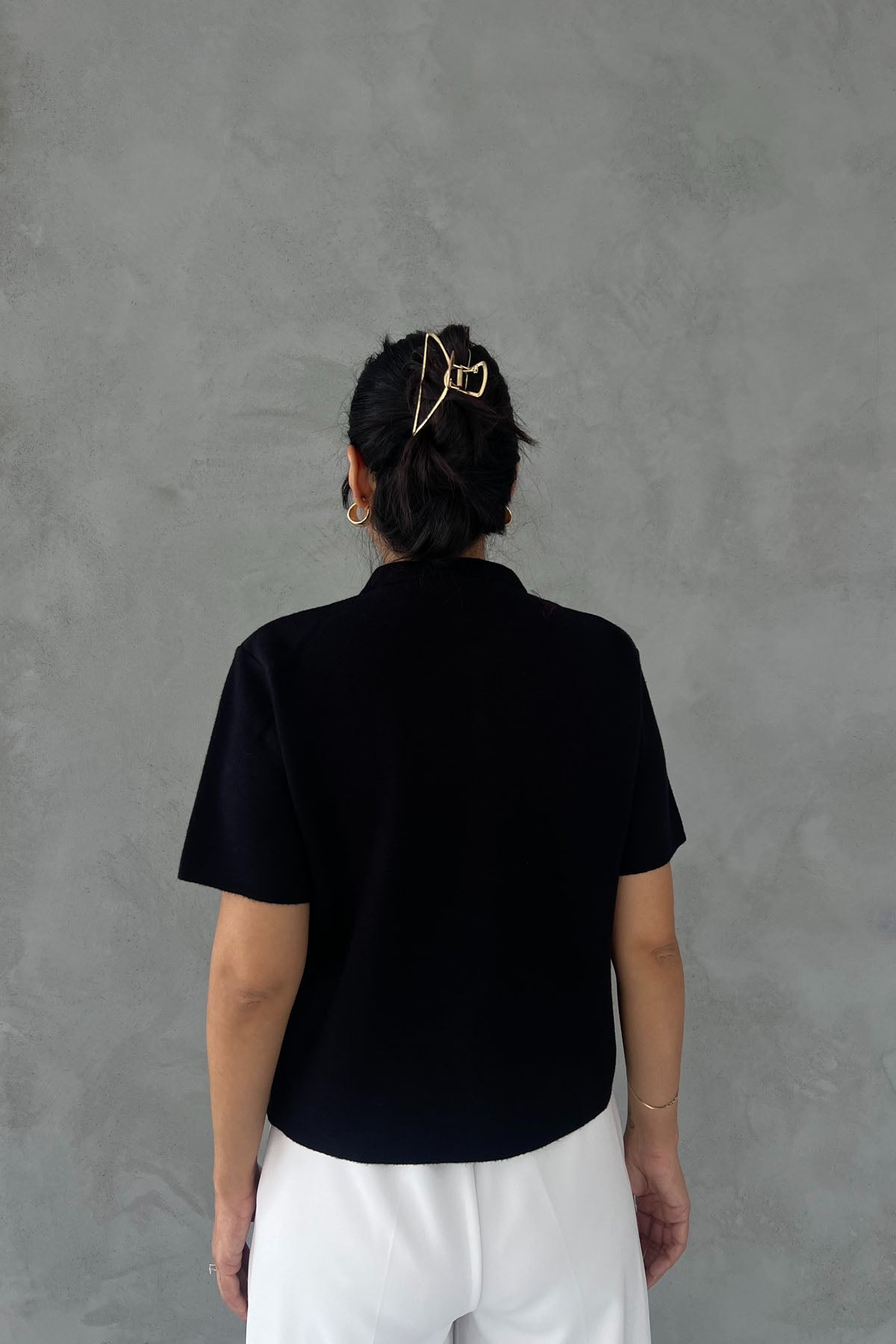 Siyah Önü Cepli Gold Düğmeli Triko Hırka SY-2519-Siyah