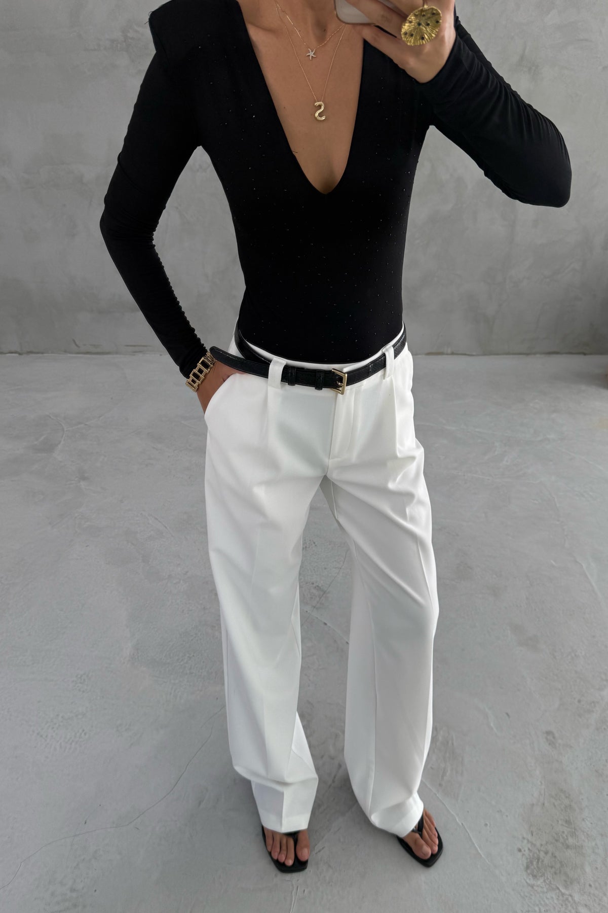 Ekru Premium Palazzo Pantolon SY-3322-Ekru