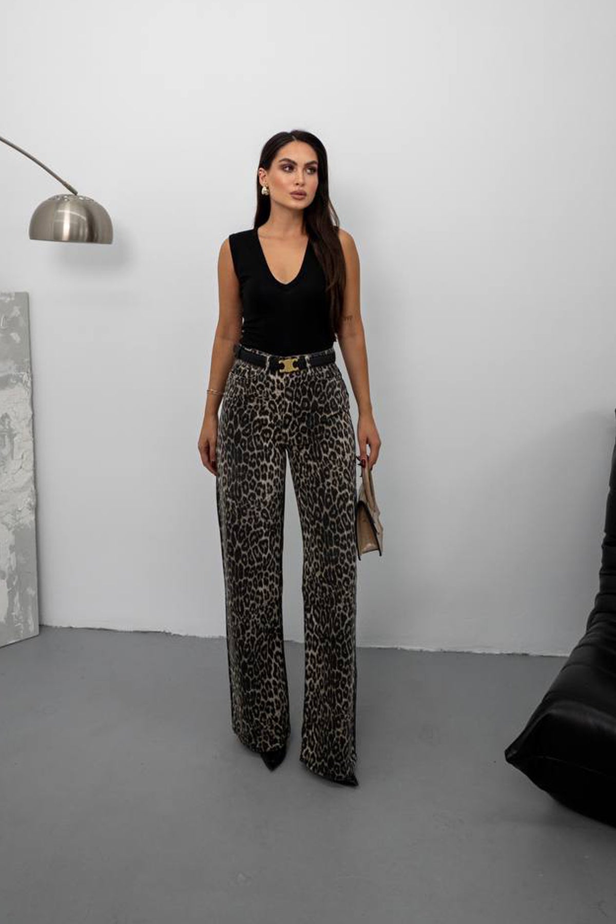 Pinterest Leopar Wide Leg Jean SY-3433-Leopar