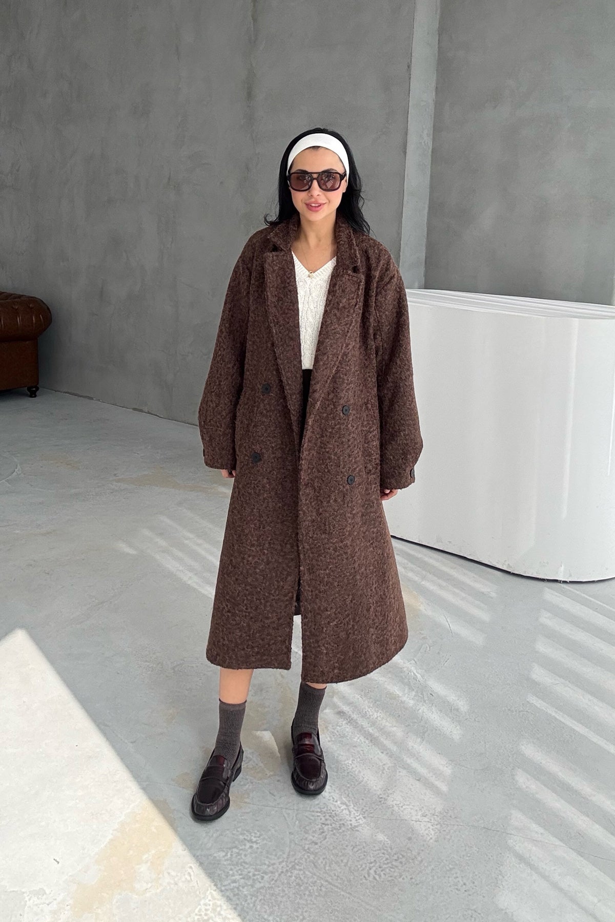 Kahve Sakallı Kaşe Kaban SY-3414