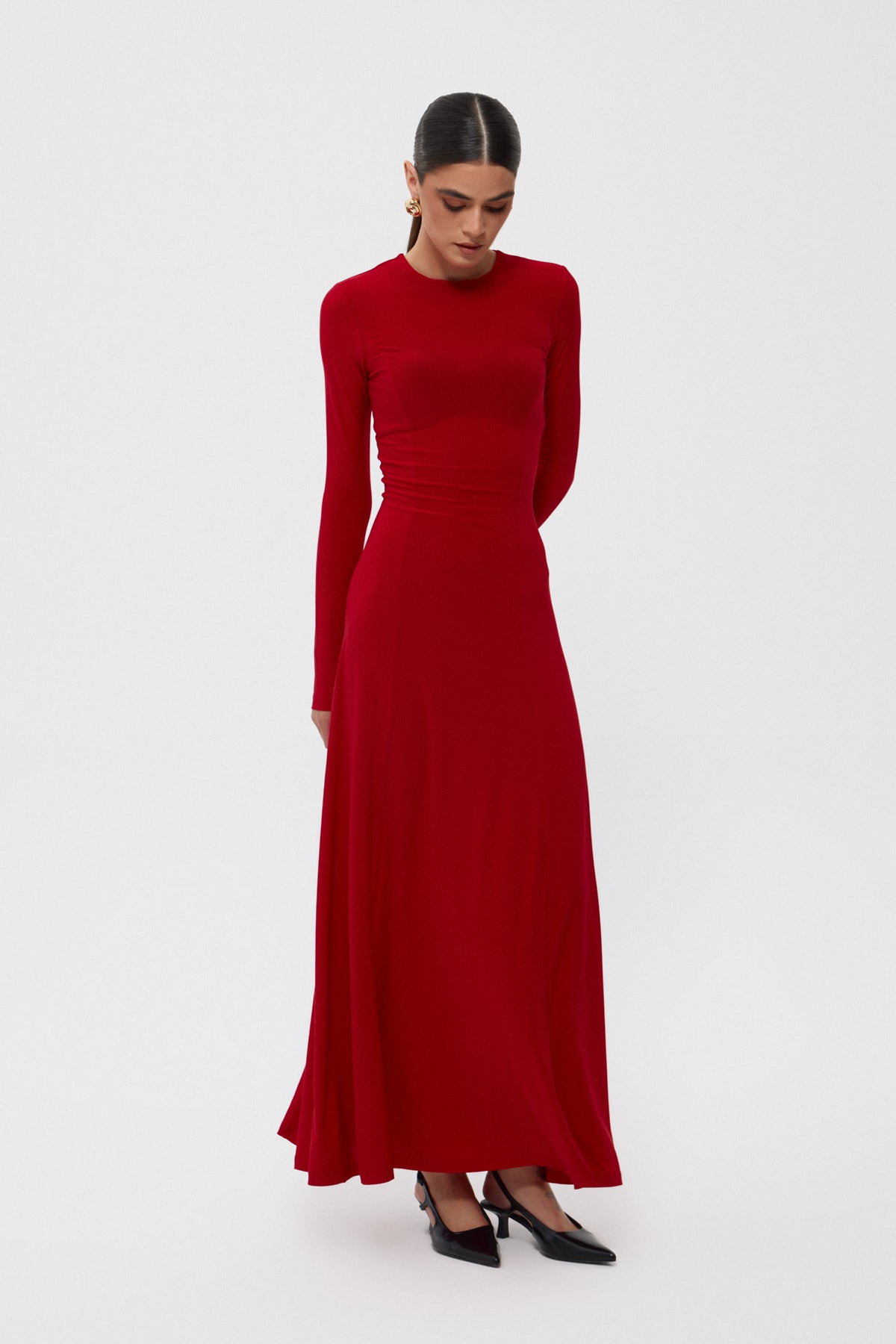 Kırmızı Uzun Kollu Blaivs İspanyol Elbise SY-2424-Kırmızı