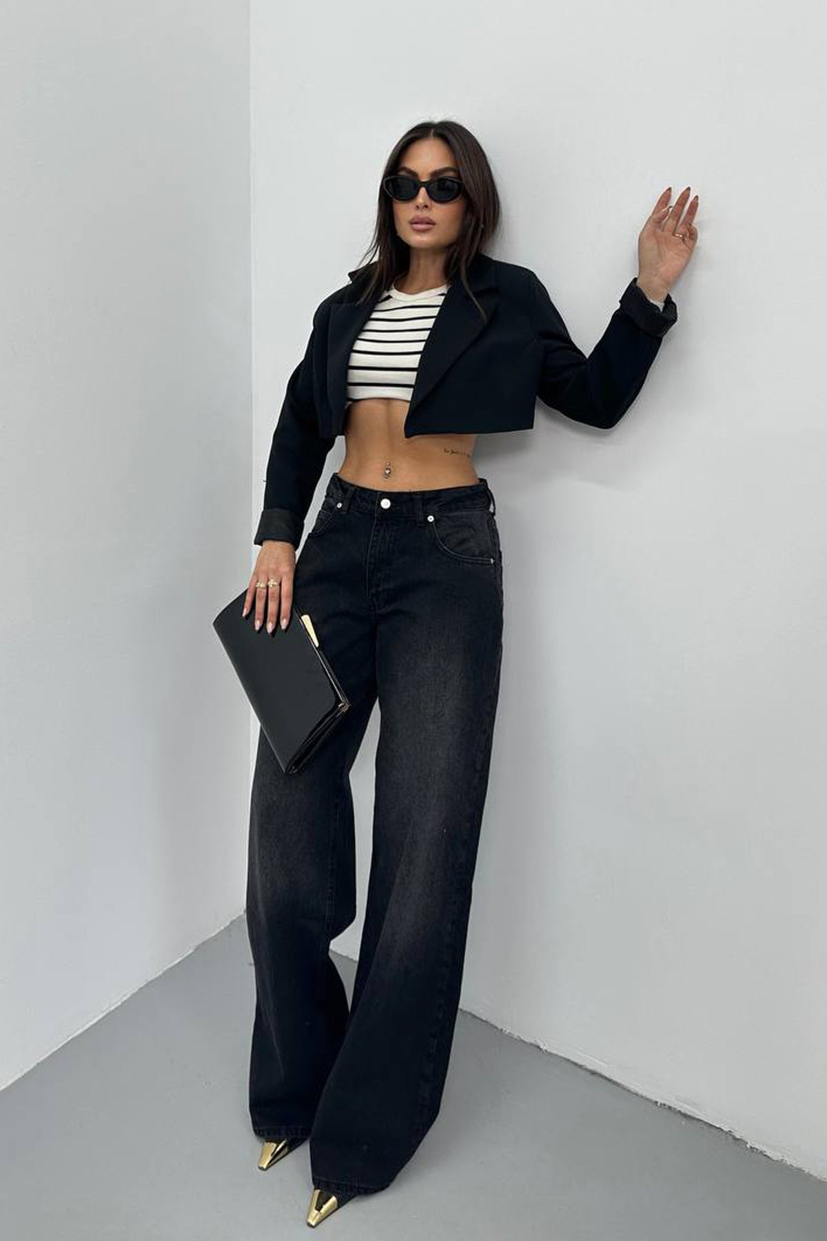 Siyah Kot Baggy Pantolon SY-3382-Siyah