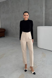 Bej Çift Pensli Fleto Cepli Pantolon SY-3106-Bej