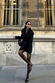 Siyah Durham Tasarım Tek Düğmeli Tüvit Ceket SY-2746-Siyah