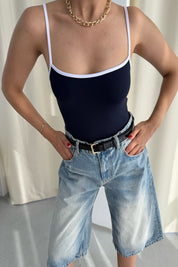 Lacivert İp Askılı Bodysuit SY-3272-Lacivert