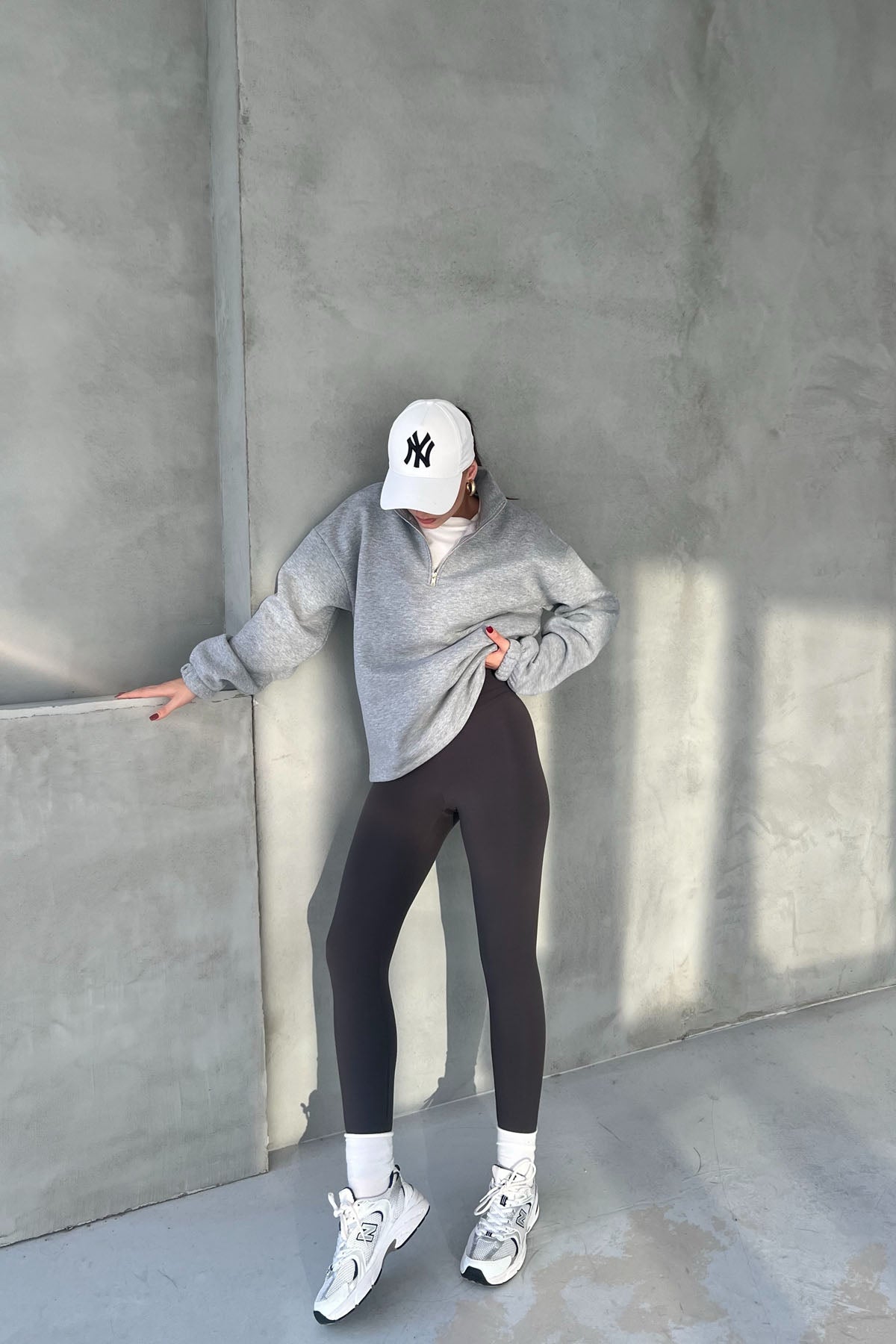 Füme Yüksek Bel Biker Uzun Tayt SY-2656-Füme