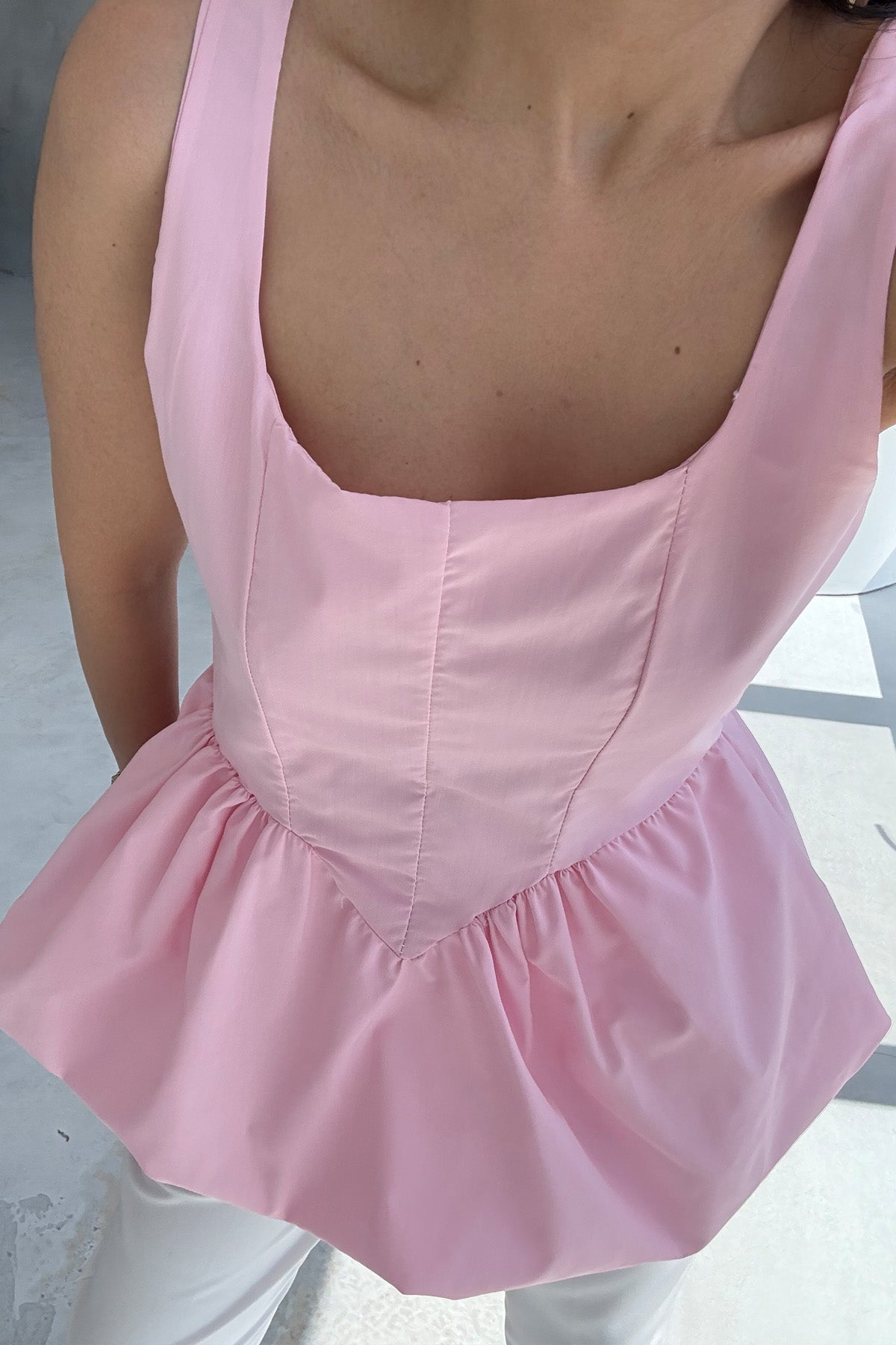 Pembe Askılı Balon Bluz SY-3112-Pembe