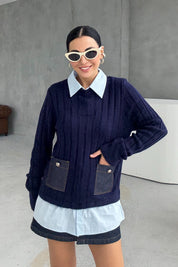 Lacivert Süveterli Gömlek SY-3404-Lacivert