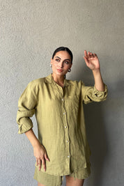 Haki Tek Cepli Uzun Kollu Gömlek SY-2323-Haki