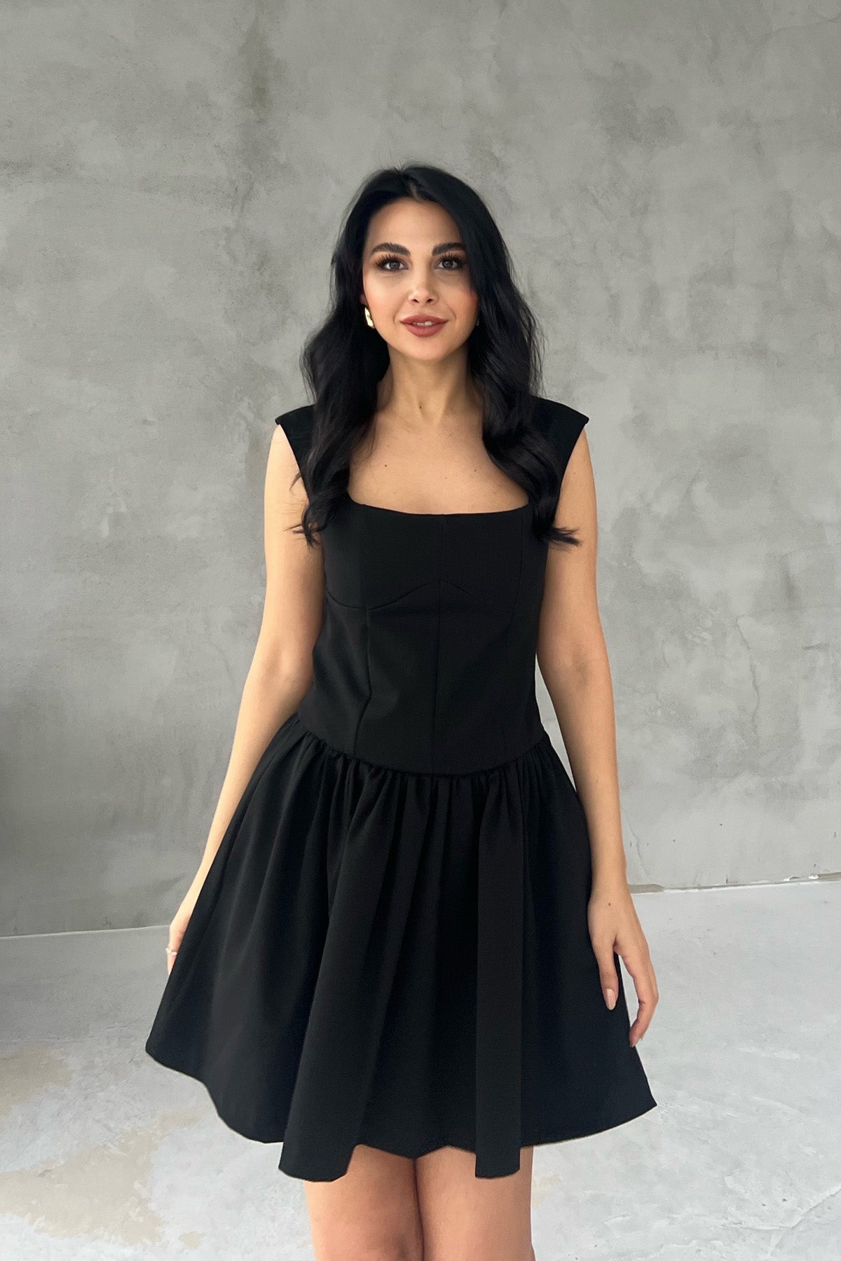 Volaren Siyah Balon Elbise SY-2915-Siyah