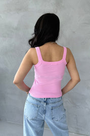 Pembe Slim Fit Dar Kesim U Yaka Fitilli Atlet SY-3171-Pembe