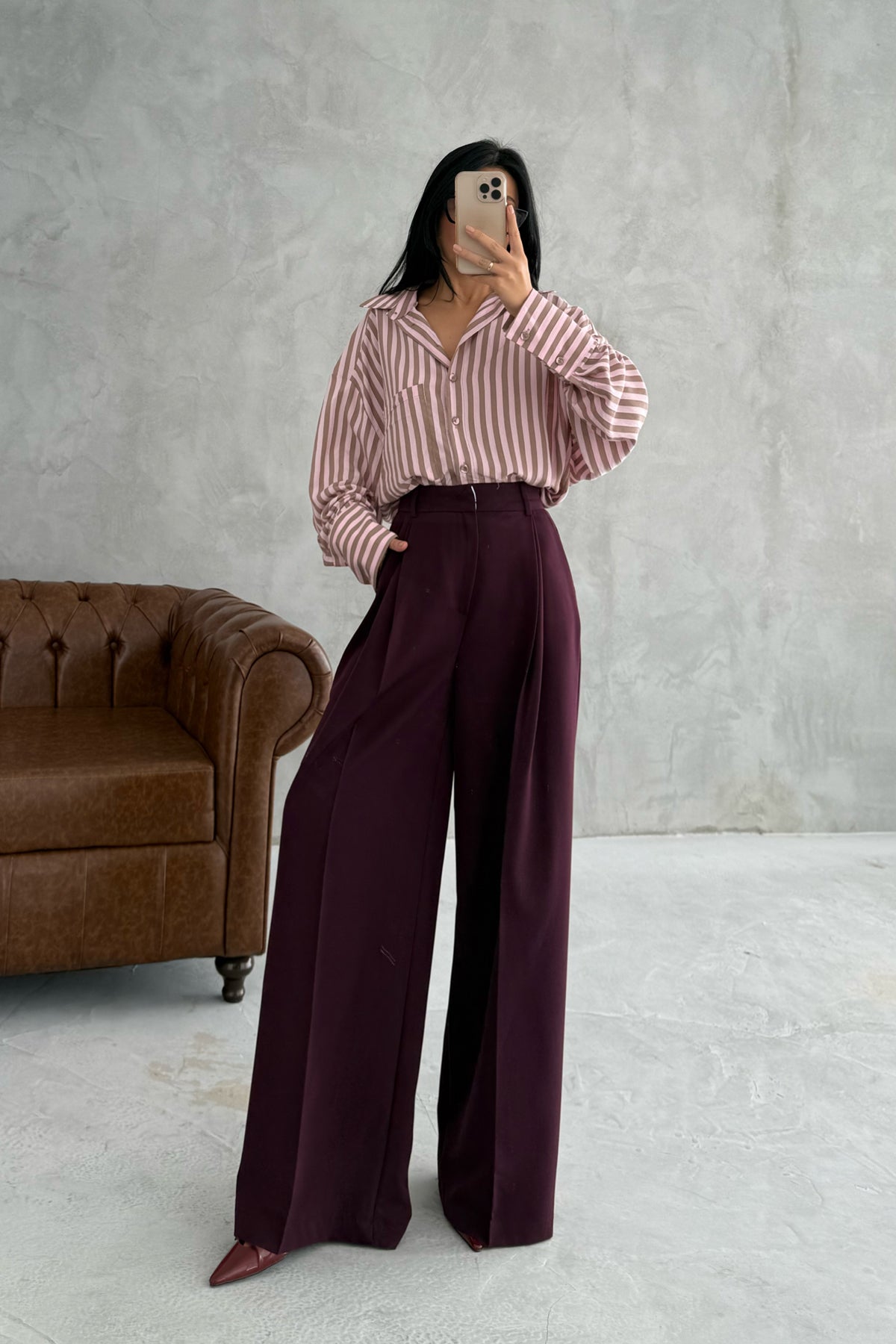 Mürdüm Premium Poliviskon Pantolon SY-3353-Mürdüm