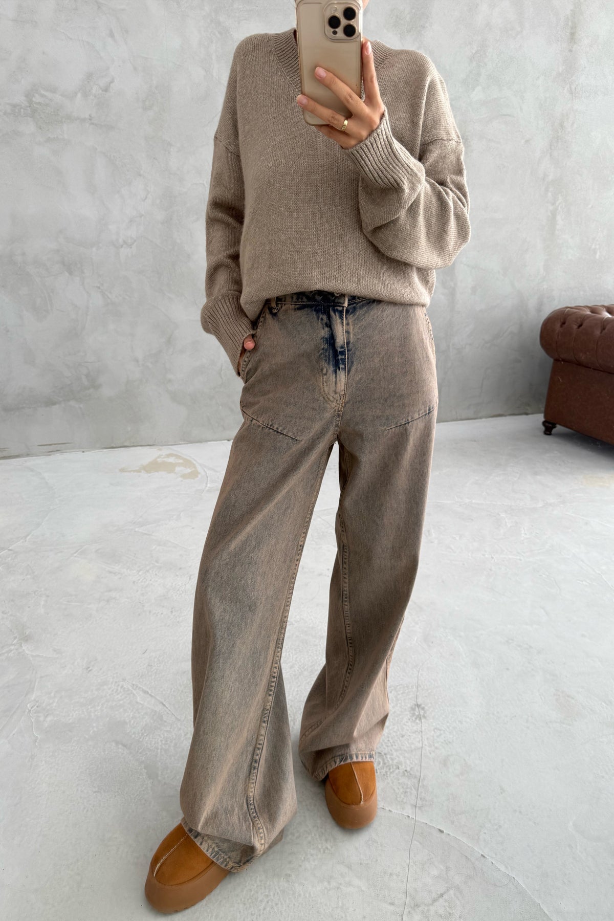 Eskitme Dikiş Detaylı Baggy Jean SY-2378-Eskitme