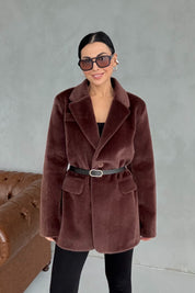 Kemerli Paris Kahve Ceket SY-3399-Kahve