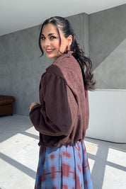 Dik Yaka Kahve Nubuk Bomber Ceket SY-3444