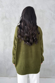 Haki Bisiklet Yaka Lastikli Pinterest Triko Kazak SY-3368-Haki