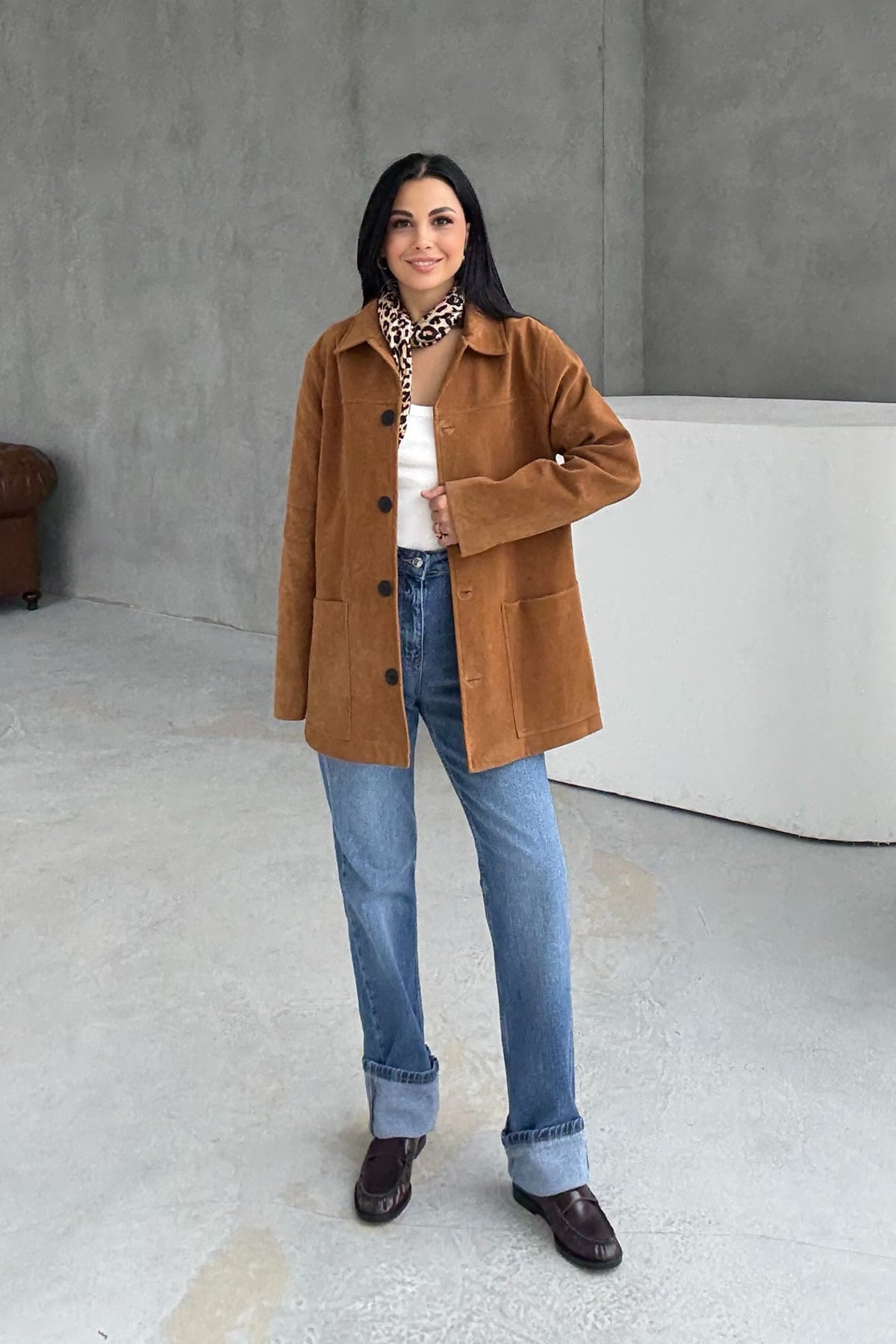 Taba Süet Cepli SYA Ceket SY-3400-Taba