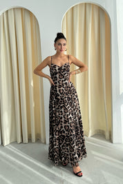 Leopar Desenli Göğüs Kulplu Elbise SY-3292-Leopar