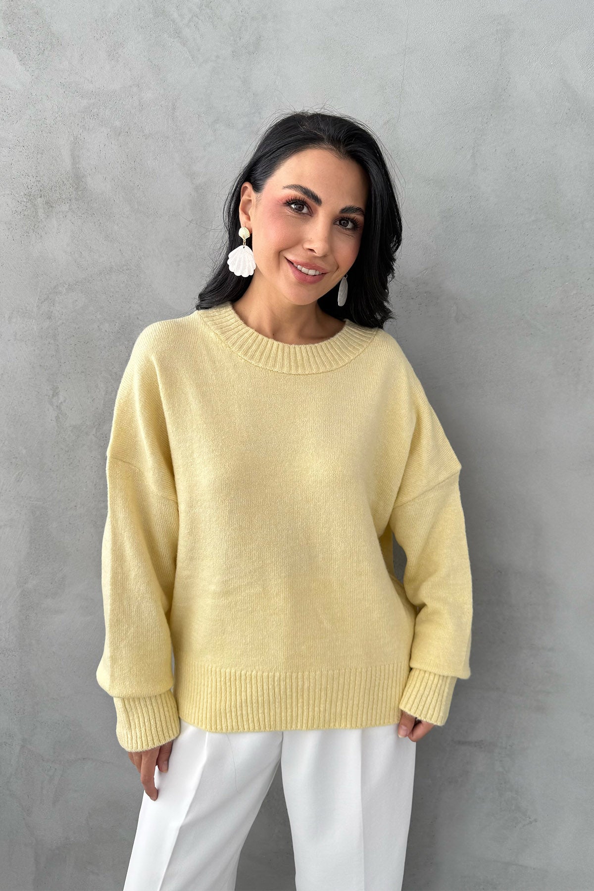 Sarı Premium Triko Kazak SY-3360-Sarı