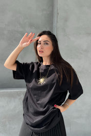 Siyah Bisiklet Yaka Basic T-shirt SY-0379-Siyah