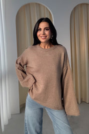 Vizon Bisiklet Yaka Oversize Pinterest Triko Kazak SY-3343-Vizon