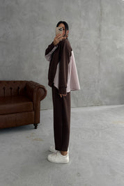 Kahve Garnili Şalvarlı Modal Takım SY-3385-Kahve