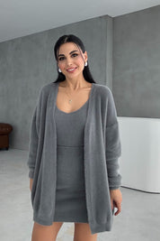 Gri Yumoş 3'lü Etekli Takım SY-3441-Gri