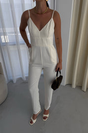 Ekru İnce Askılı Napoli Tulum SY-1954-Ekru