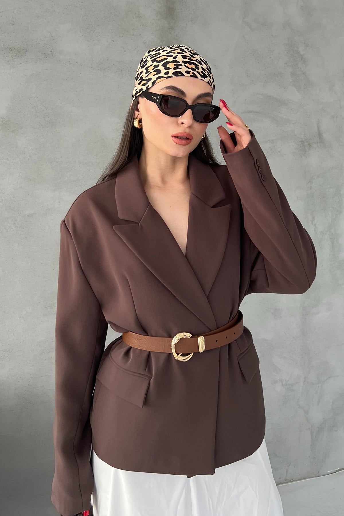 Kahve Premium Oversize Ceket SY-2427-Kahve