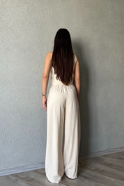 Taş Askı Detaylı Yelek Palazzo Pantolon Takım SY-2110-Taş