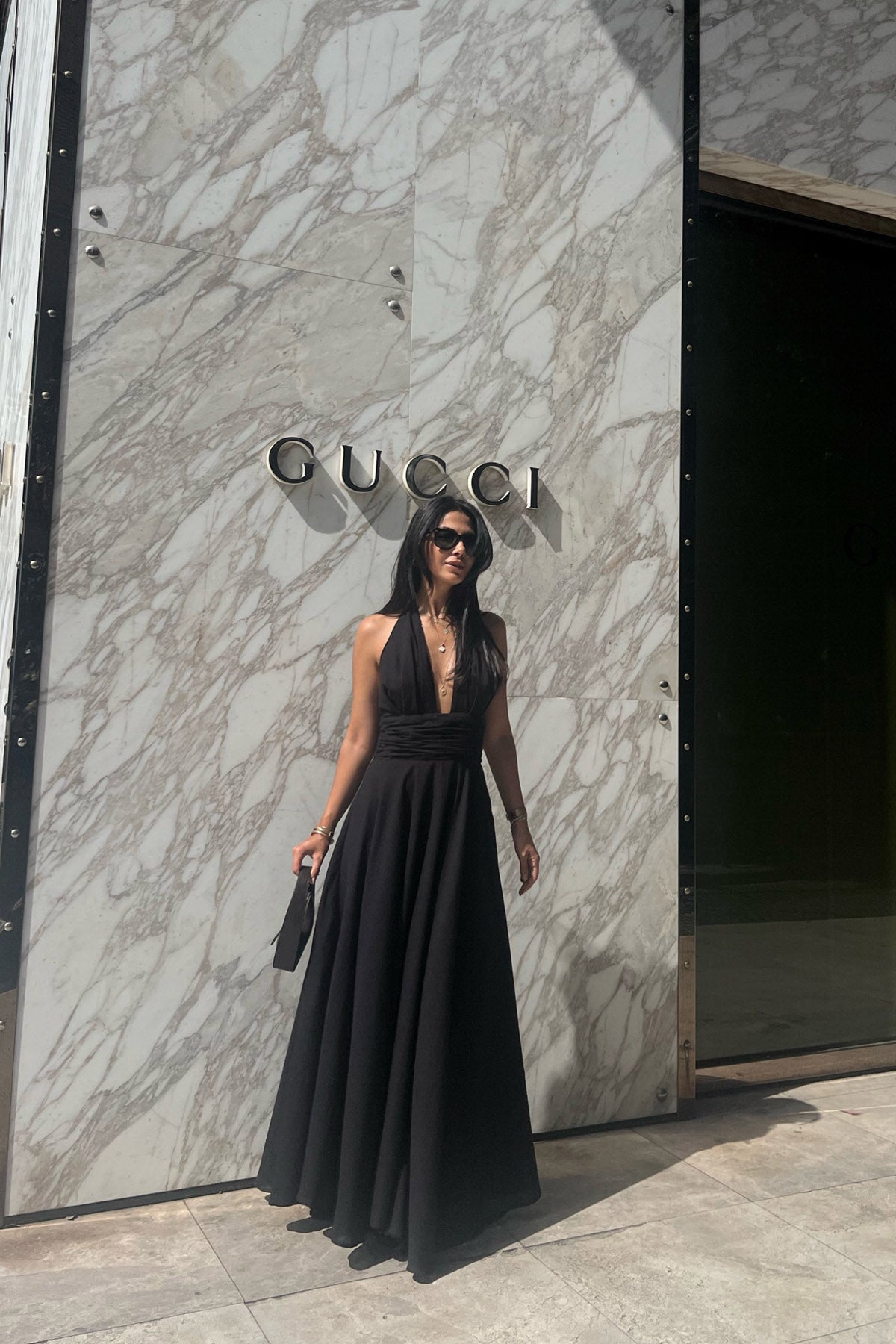 Siyah Puglia Tasarım Sırt Detaylı Keten Elbise SY-2263-Siyah