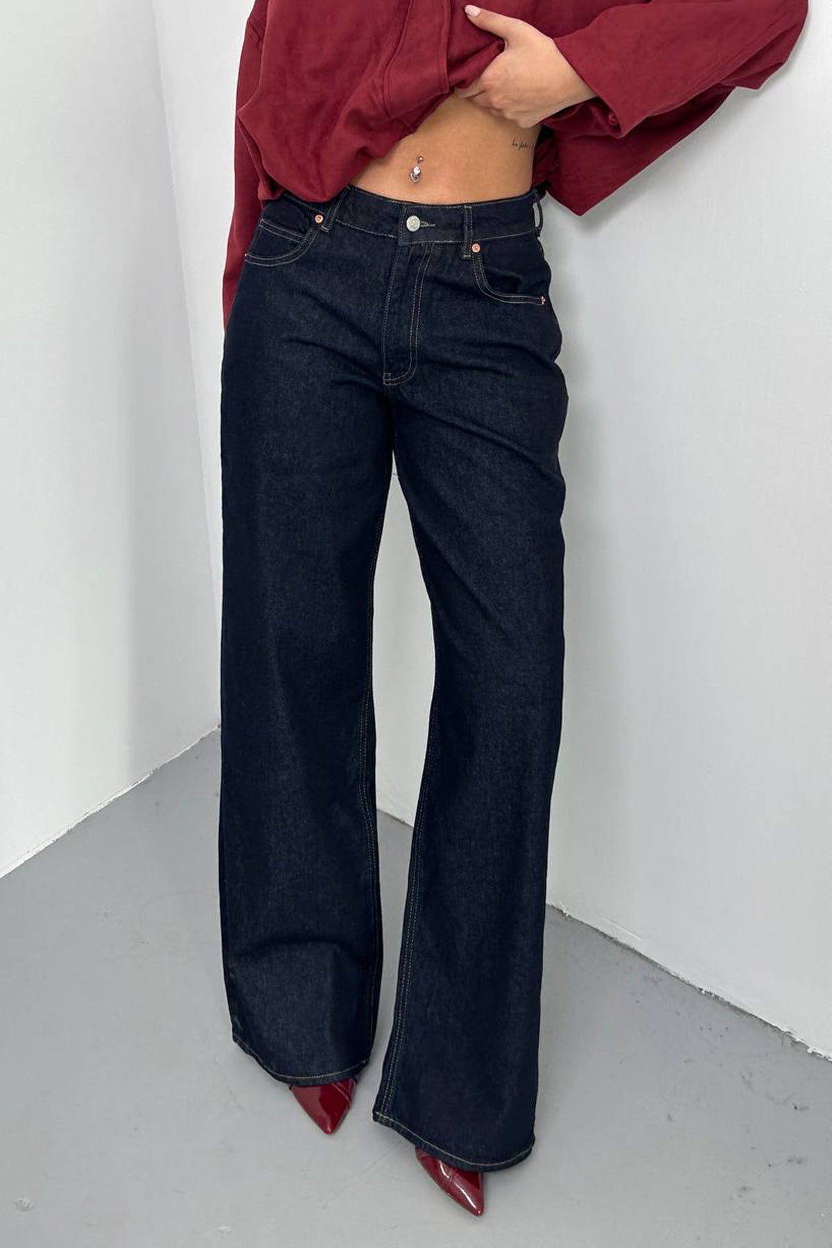 Lacivert Kot Baggy Pantolon SY-3382-Lacivert