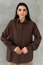 Kahverengi Vatkalı Basic Gömlek SY-2805-Kahverengi