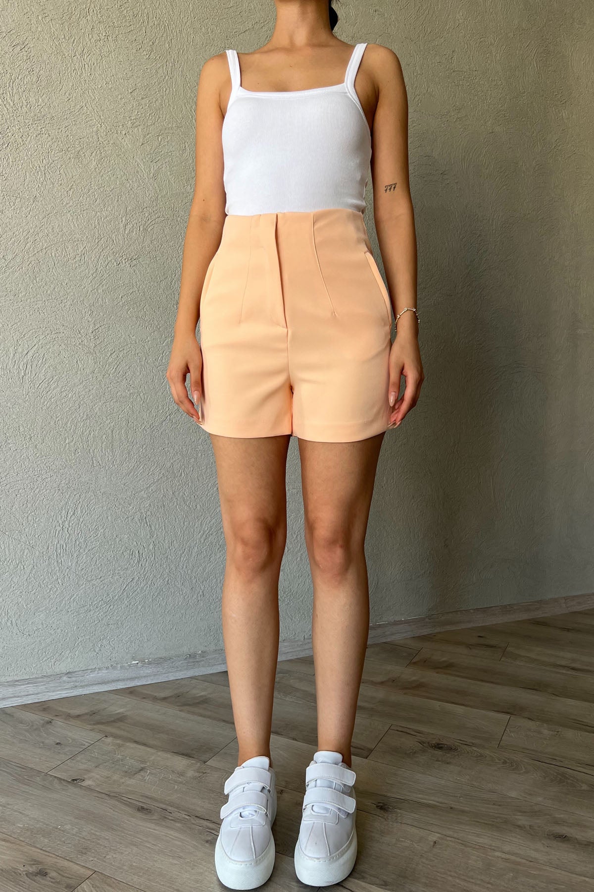 Somon Pens Detaylı Mini Şort SY-2305-Somon
